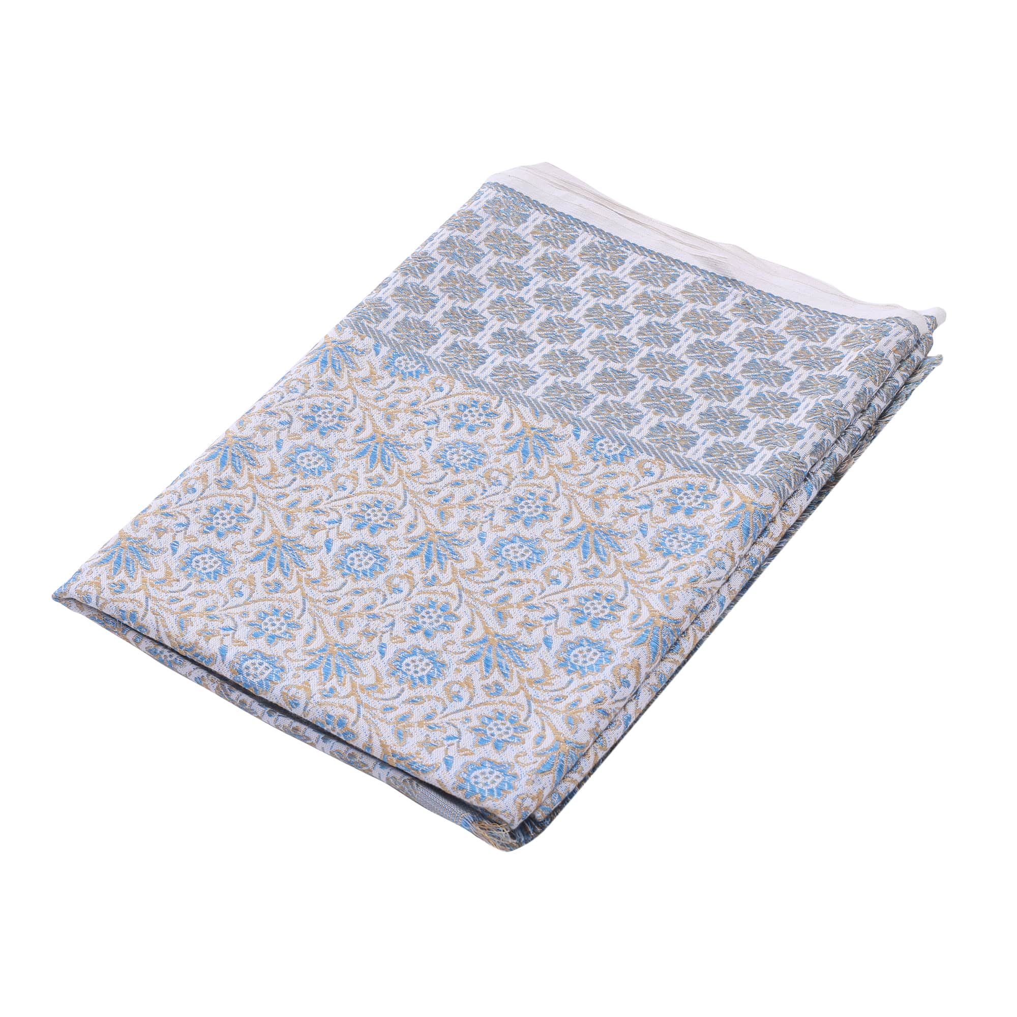 Himroo Silk-Cotton Bedsheet (Blue) – IndiaHolik